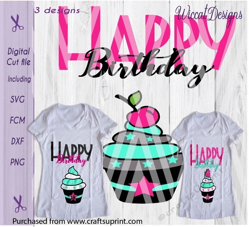 Happy birtday, Cupcakes, strawberry pie, cherry cupcake, birthday shirt svg