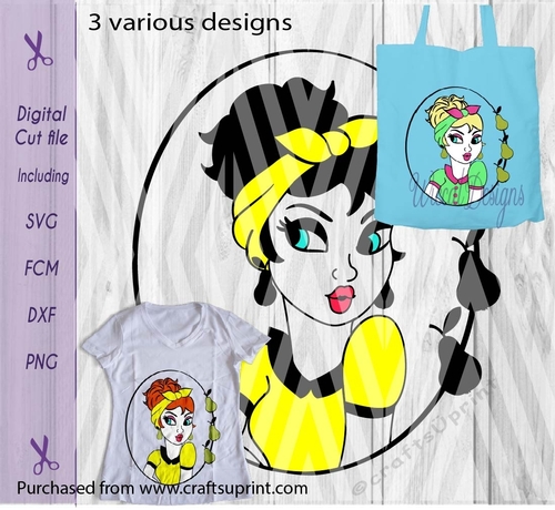 Pear girl, Summer fruit, clipart, Fruitgirl illustration, digital cut file