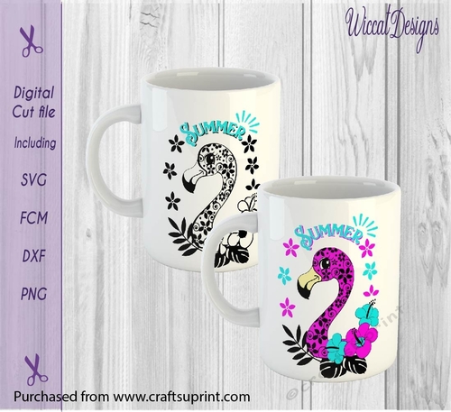 Doodle Flamingo, flamingo, summer, girls design, tropical bird svg cut file