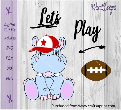 Hippo, football, boys, toddler, kids, vinyl cut file