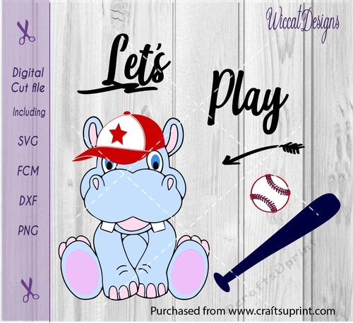 Hippo, base ball, boys, toddler, kids, vinyl cut file
