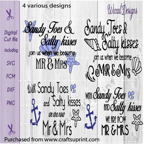 Wedding sign, Mr & Mrs, Sandy Toes , Beach wedding, scanncut file