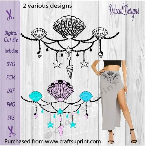 Sea shell chain, sea star, beach chain, summer, Beach, woman, scanncut cut file