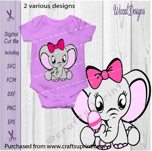 Baby girl Elephant, baby shower, rattle, newborn animal svg cut file