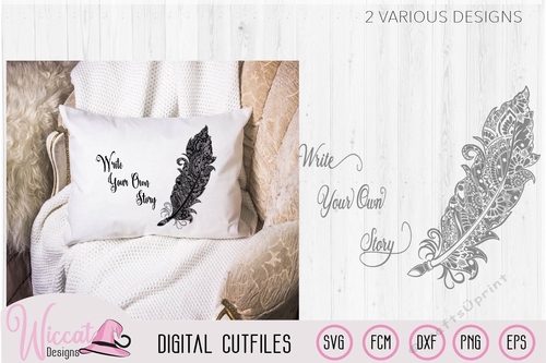 Doodle feather,  zentangle feather, doodle quote, writing feather, Story teller, intricate svg