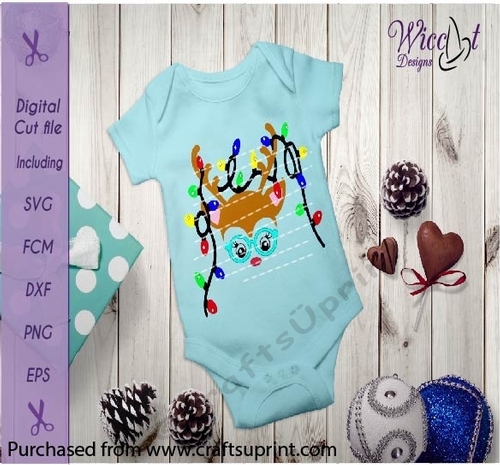 Christmas lights Reindeer face, Hipster deer, hipster Christmas, antlers, doe, Girl cut file