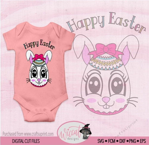 Easter egg bunny girl face, Bunny with bow face svg