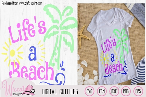 Beach life quote, beach with Palm trees