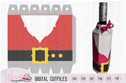 Santa wine bottle sleeve svg, Christmas bottle wrapper