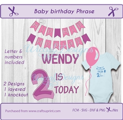 Baby birthday cut file for the age 1 till 9