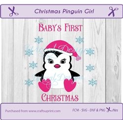 Christmas baby girl penguin cut file