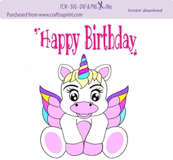 Baby unicorn with wings cut file design for htv and vinyl