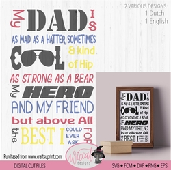 Fathers day, word art, cool dad, Quote, father, canvas sign cut file