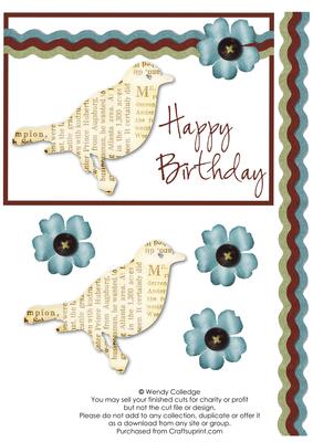 Retro Bird Card Front for Male Birthday Cards
