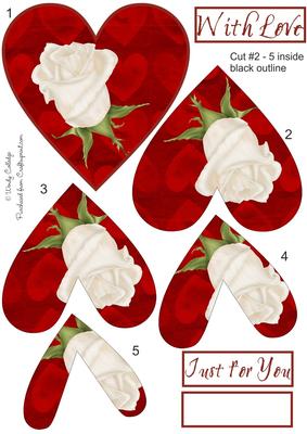White Rose - Heart Pyramid Topper