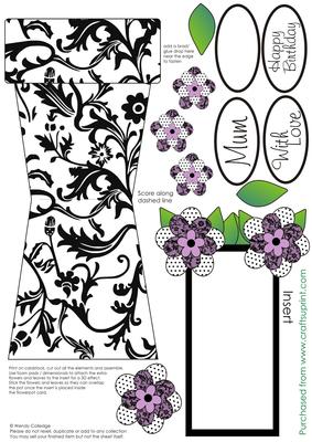 Purple Flowerpot Card 1