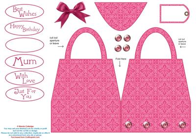 Pink Handbag Card with Bling!