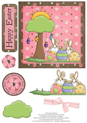 Cute Easter Garden Square for Cards