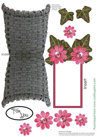 Flower Basket Card in Pink