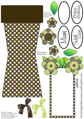 Choco Brown & Mint Flower Pot Card