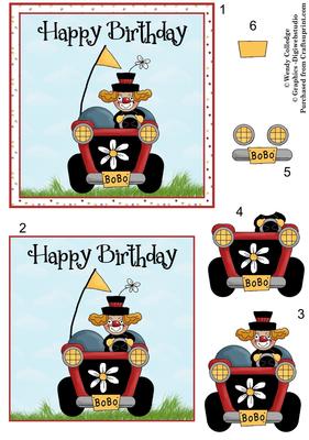 Circus Clown Birthday Topper Red