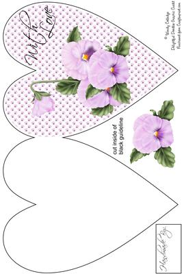 Gorgeous Heart Shaped Pansy Card