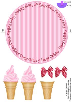 Pink Ice Ceam Cone Card