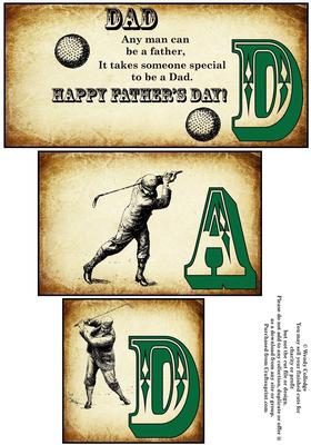 Vintage Golf Father's Day Book Card for Dad