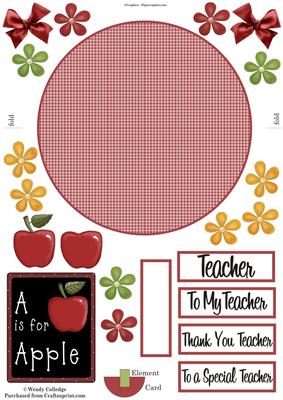 Red Apple Wobble Card for Teacher