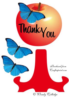 Apple & Butterfly Plate Sheet & Stand Thank You