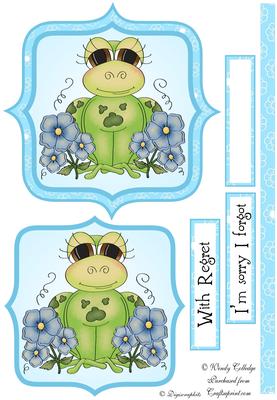 Sorry / Regret Bracket Card Front / Topper with Frog