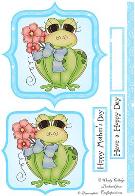 Hoppy Days Frog Bracket Topper / Card Front
