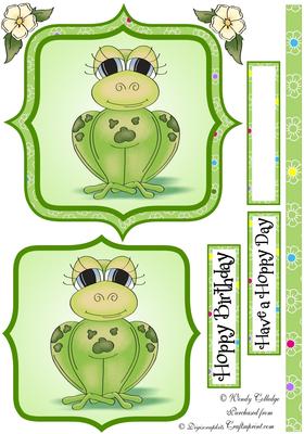 Hoppy Day Birthday Frog Card Front / Topper