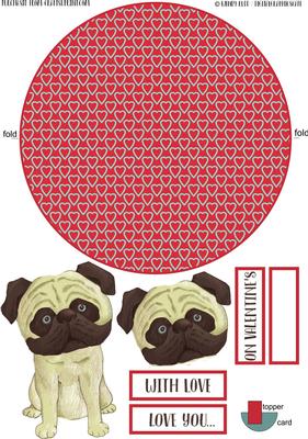 Pug Wobble. Love Heart