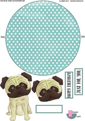 Pug Wobble Card. Birthday Party