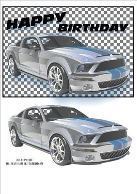 Rally Car Maculine Topper Birthday A5
