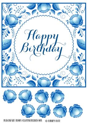 Square Floral Topper - Birthday