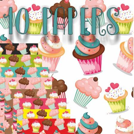Cupcake Paper Set Scrapbooks Cards Cu/pu