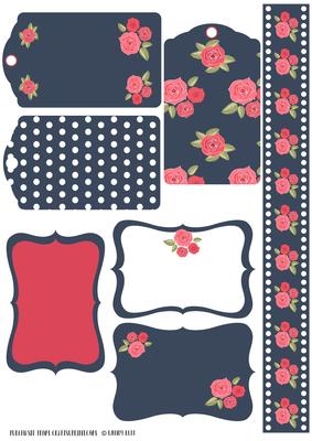 Polka & Rose Tag Toppers