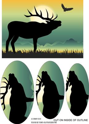 Elk Silhouette Pyramid Topper Birthday Father's Day
