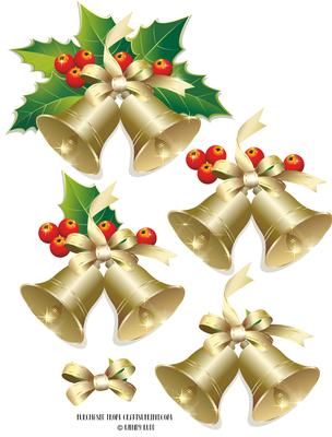 Christmas Holly & Bells Decoupage Toppers