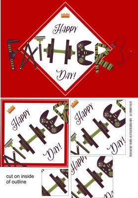 Father's Day Pyramid Topper / Card Front Red