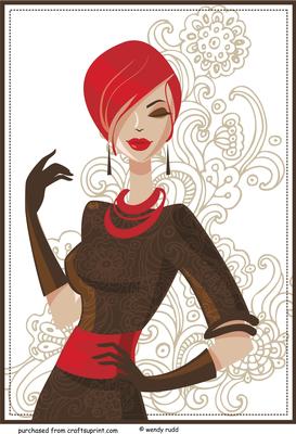 Redhead Fashion Lady Card / Topper