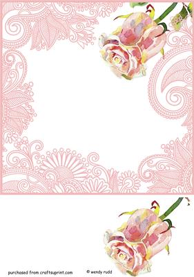Water Coloured Rose Card Front / Topper