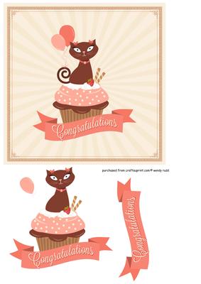 Cupcake Cat - Congratulations Topper