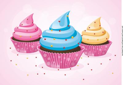 Large Trio of Cupcakes A4 Card Front / Topper