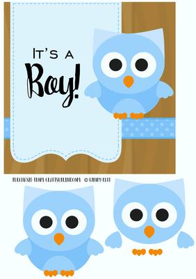 Boy Owl Baby Topper for Card Front