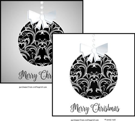 Monotone Christmas Bauble & Bow Toppers / Card Fronts