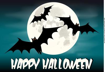 Bats & Full Moon Halloween Card Front / Topper