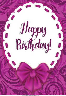 Elegant Birthday Bow Card Front / Topper 1